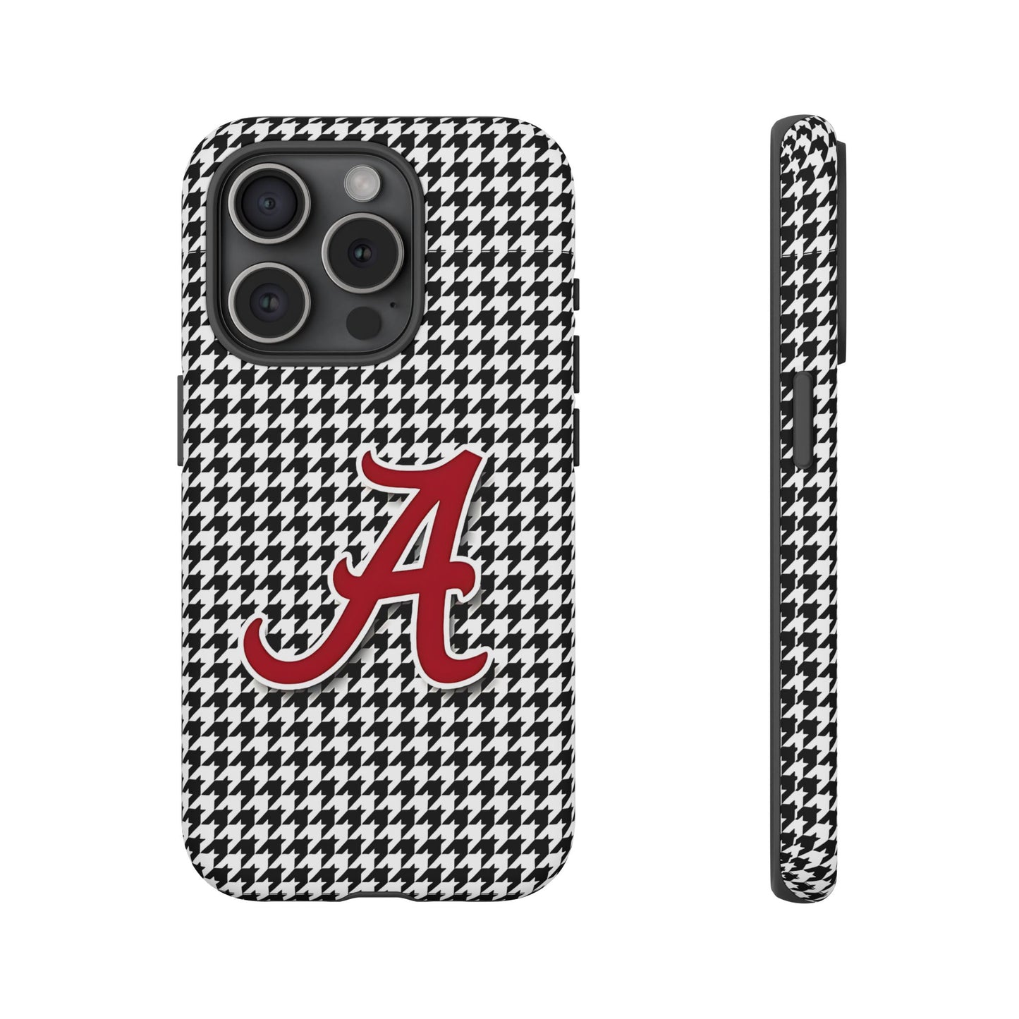 Alabama Houndstooth Phone Case, Tough Cases, College RTR Fan Gear, Initial A