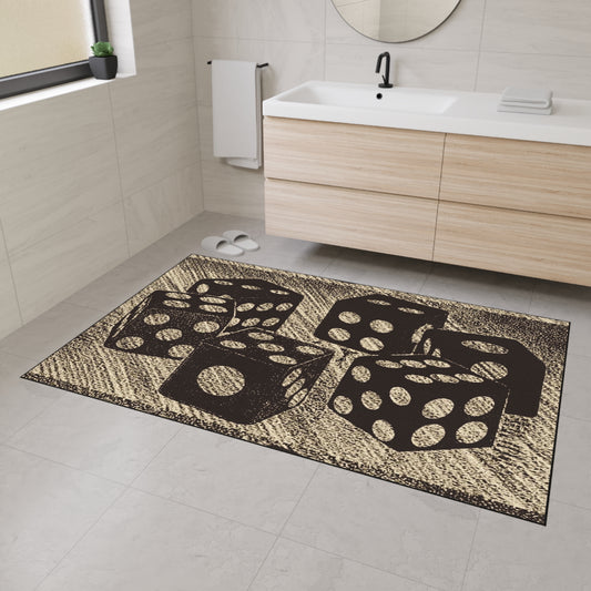 Vintage Dice Inspired Heavy Duty Floor Mat - Gaming Room Decor, Board Game Gift