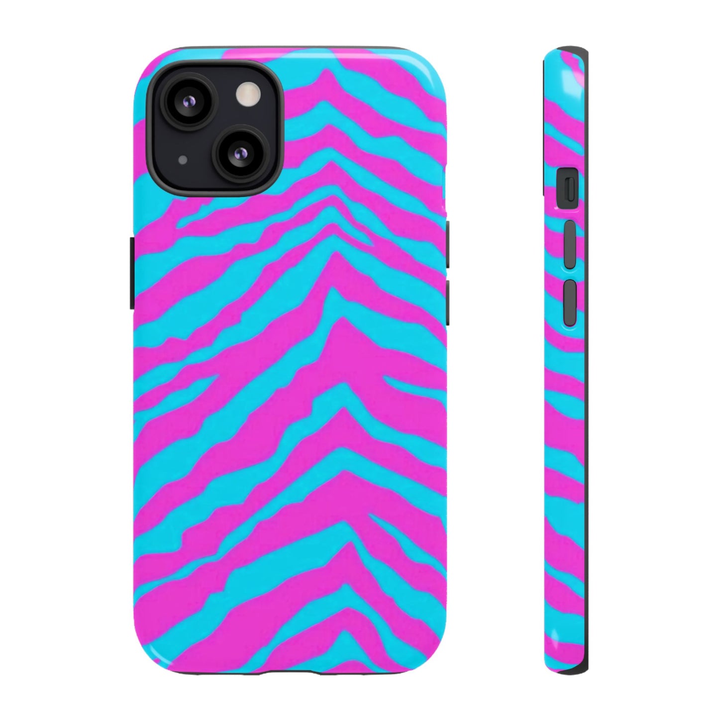 Animal Print Hot Pink And Teal Tough Case for iPhone, Galaxy and Google Pixel