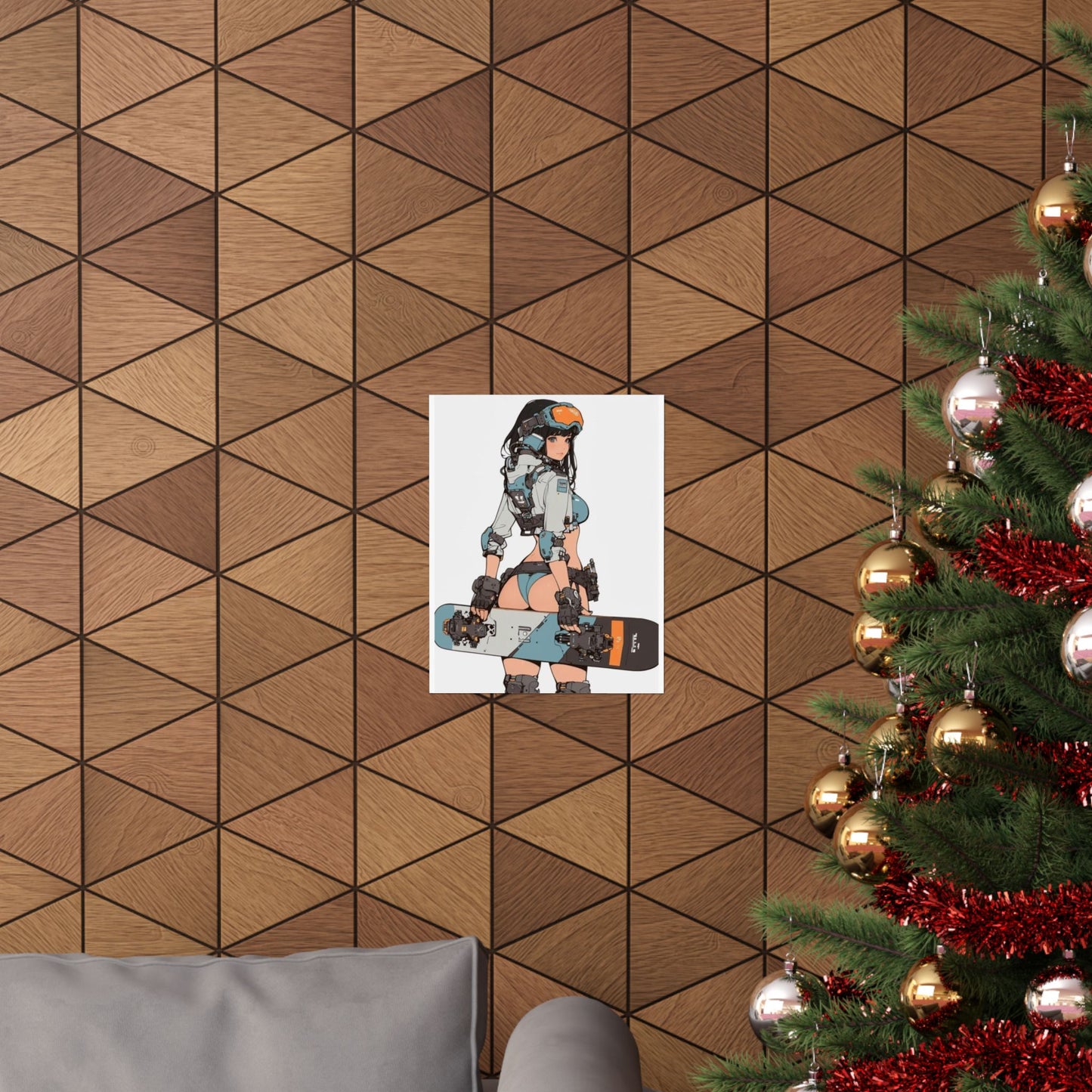 Cyberpunk Snowboard Girl Poster | Waifu Girl Anime Manga Matte Vertical Poster