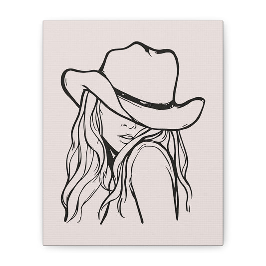 Canvas Wall Art Prints, Western Cowgirl Wall Art, Trendy Line Art