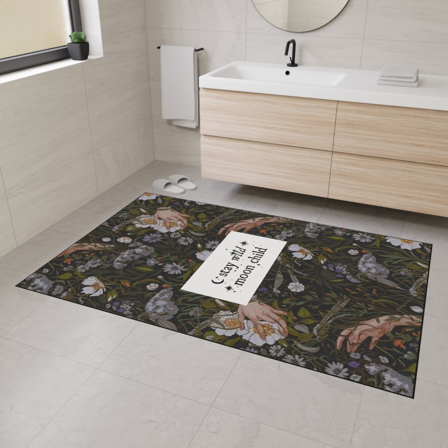 Stay Wild Moon Child Heavy Duty Floor Mat – Floral Boho Entry Rug