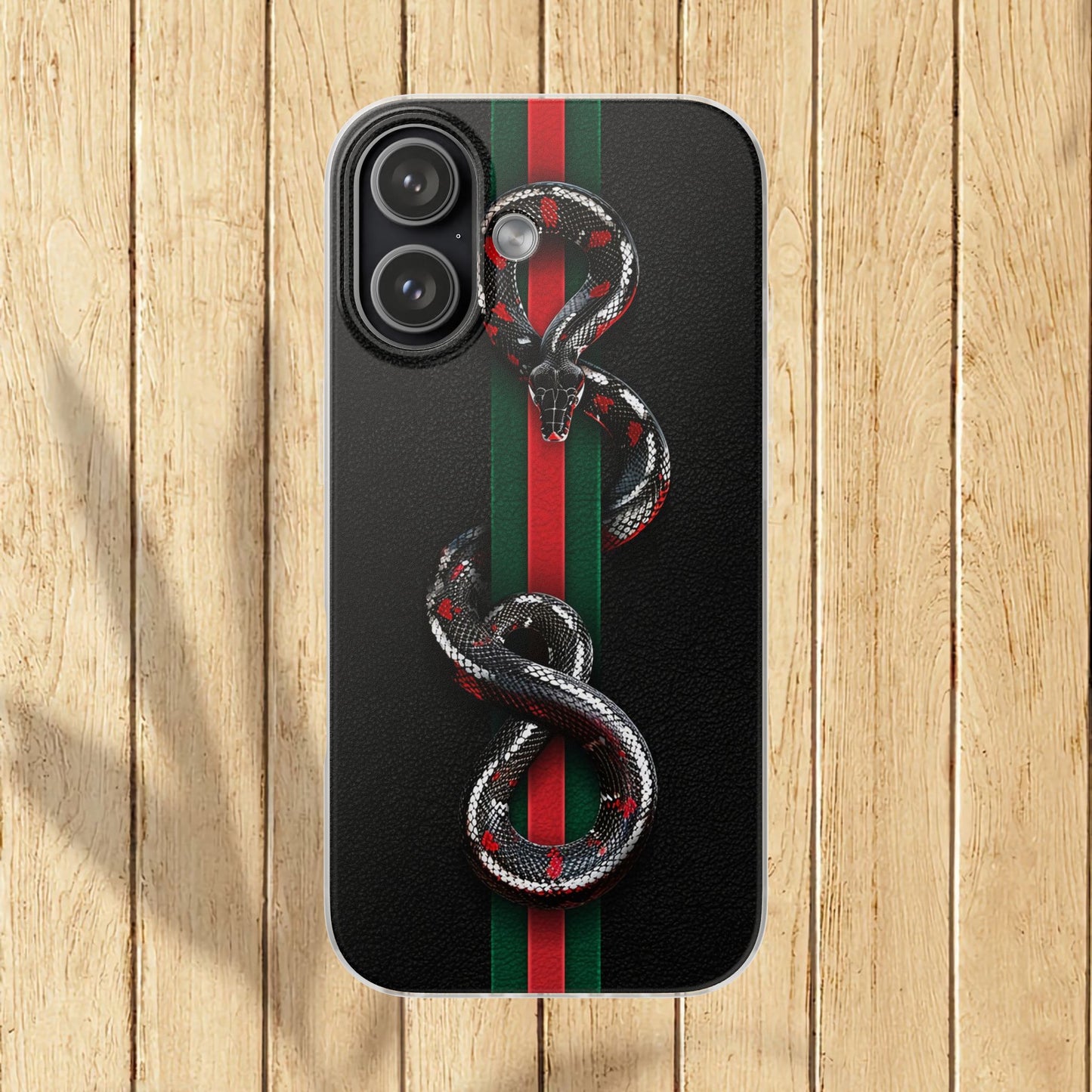 Green and Red Stripes Snake TPU Flexi Cases For iPhones And Samsung Galaxy