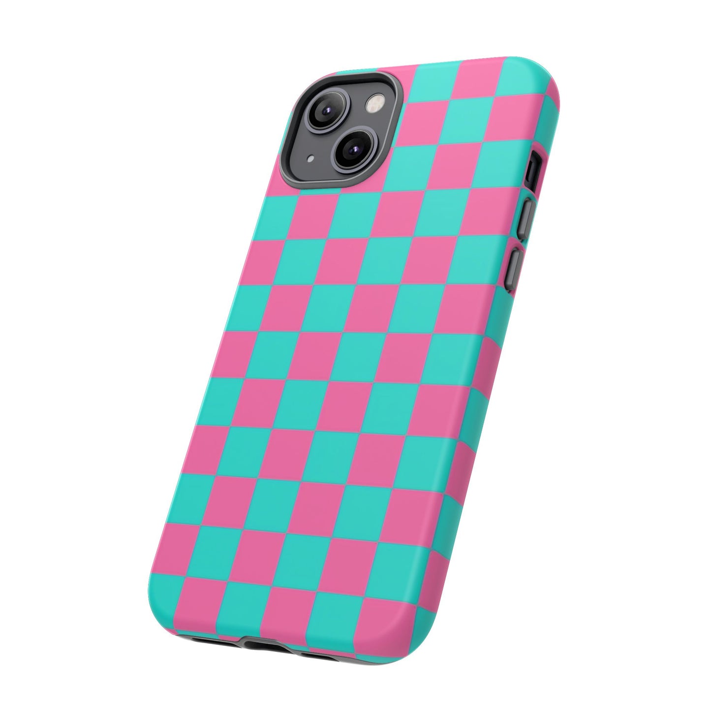 Hot Pink And Teal Checker Pattern Tough Case for iPhone, Galaxy Phones and Google Pixel