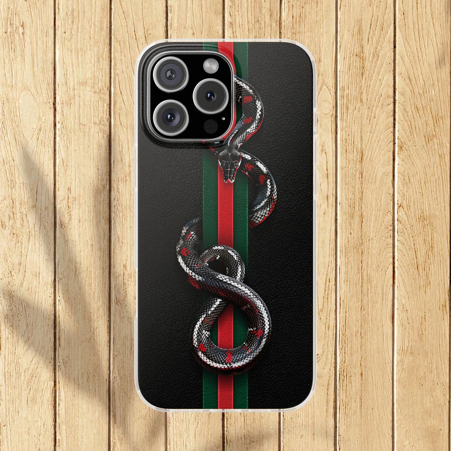 Green and Red Stripes Snake TPU Flexi Cases For iPhones And Samsung Galaxy