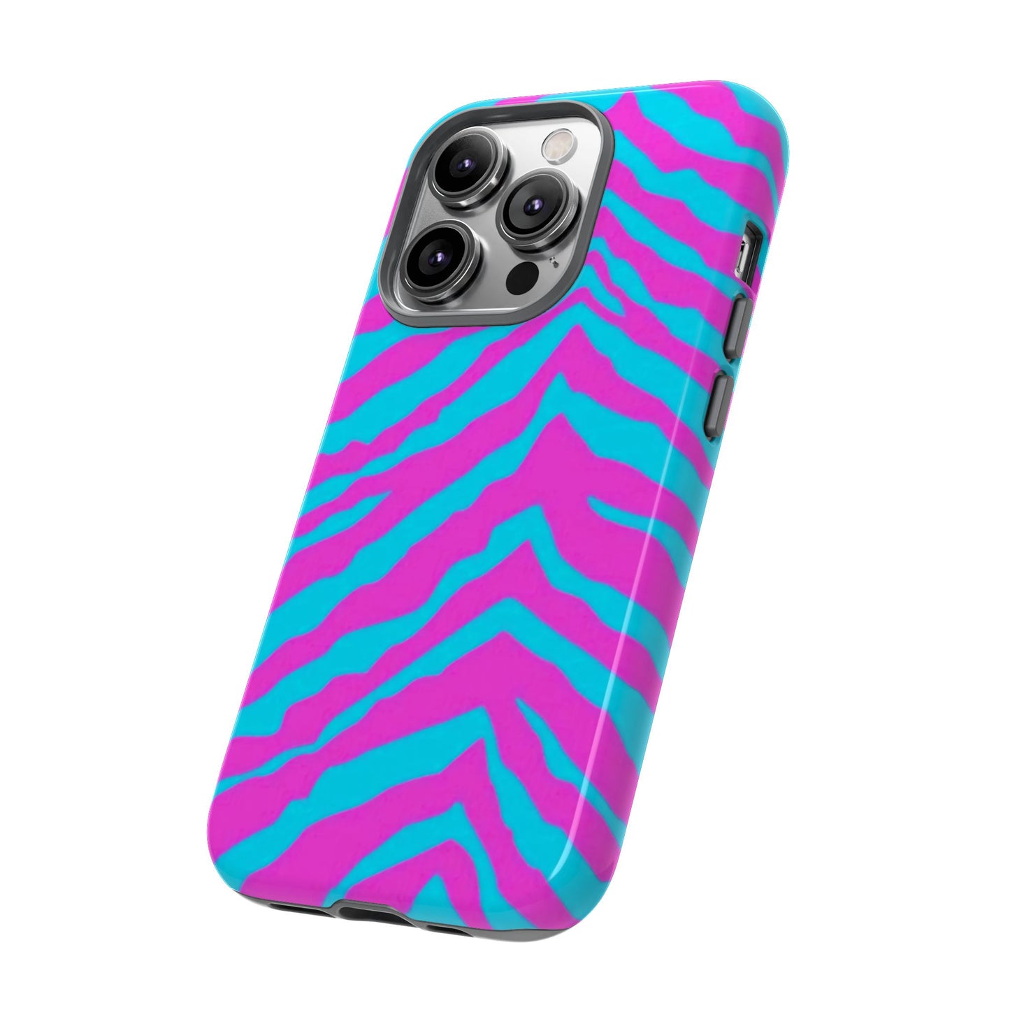 Animal Print Hot Pink And Teal Tough Case for iPhone, Galaxy and Google Pixel