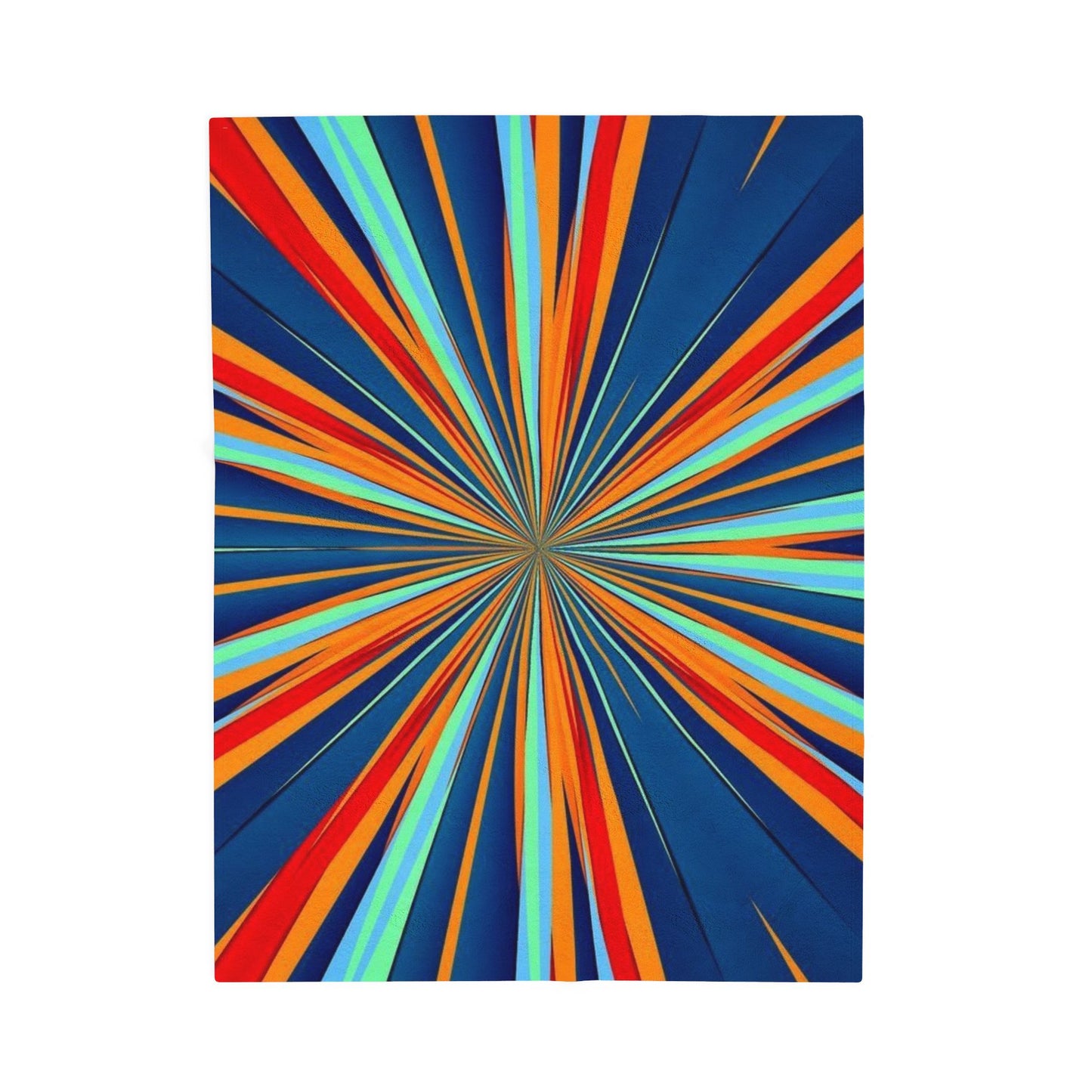 Retro Starburst Stripes Velveteen Plush Blanket | Colorful Burst Decor