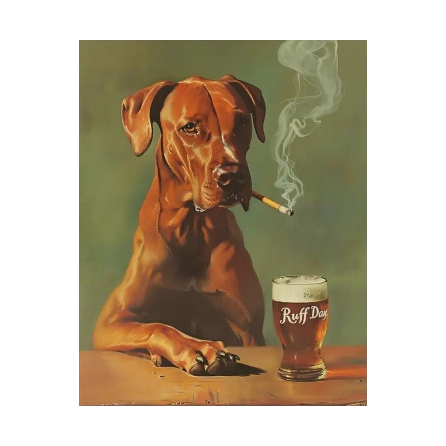 Funny Dog Bar Decor Poster, Ruff Day Matte Vertical Poster, Beverage Art Print