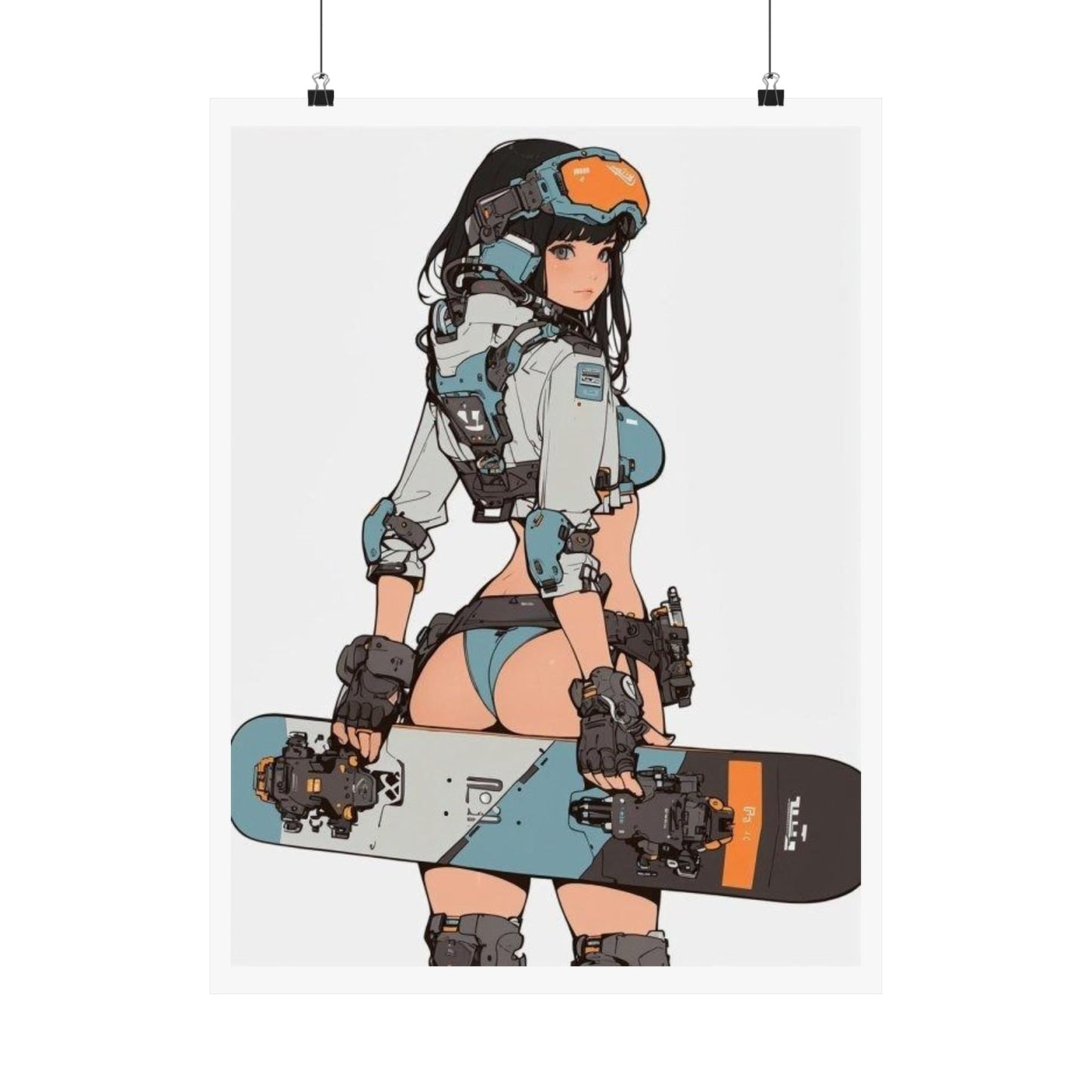 Cyberpunk Snowboard Girl Poster | Waifu Girl Anime Manga Matte Vertical Poster