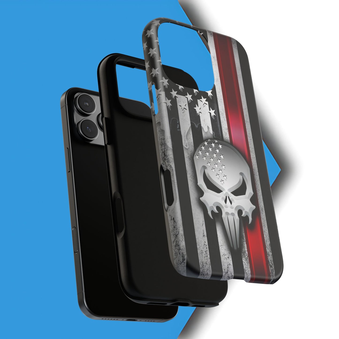 Tough Cases For iPhone, Galaxy and Pixel,  Thin Red Line, Jake Skull Design