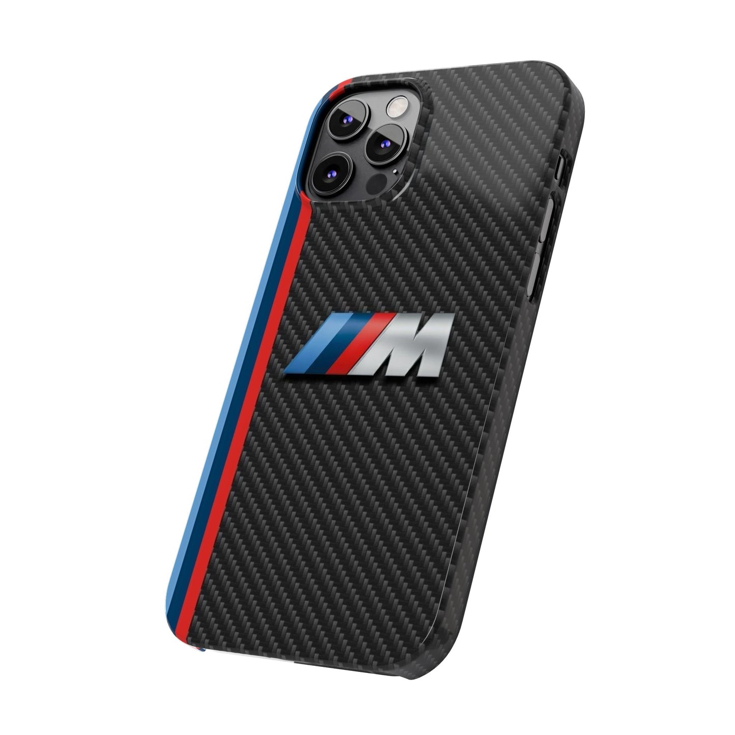 Black iPhone Slim Case, Blue And Red Stripes, BMW M Series