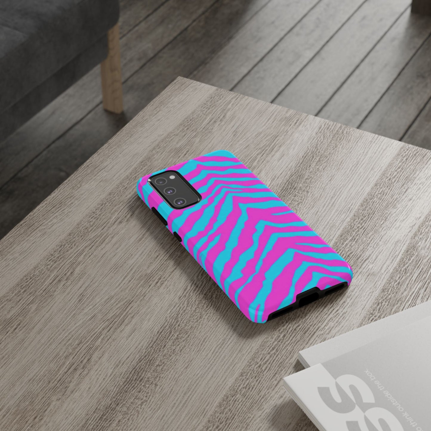 Animal Print Hot Pink And Teal Tough Case for iPhone, Galaxy and Google Pixel