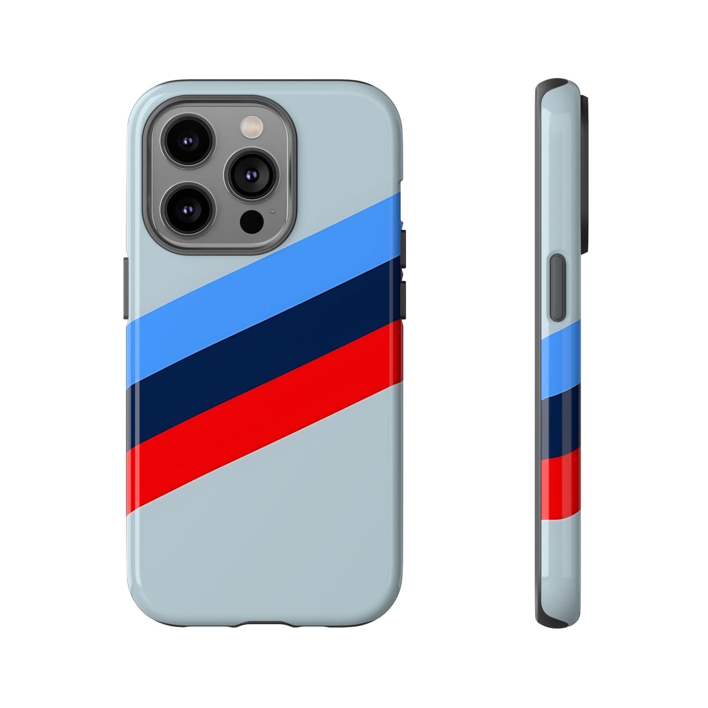 Gray Tough Case For iPhone, Samsung Galaxy and Google Pixel, Blue & Red Stripe