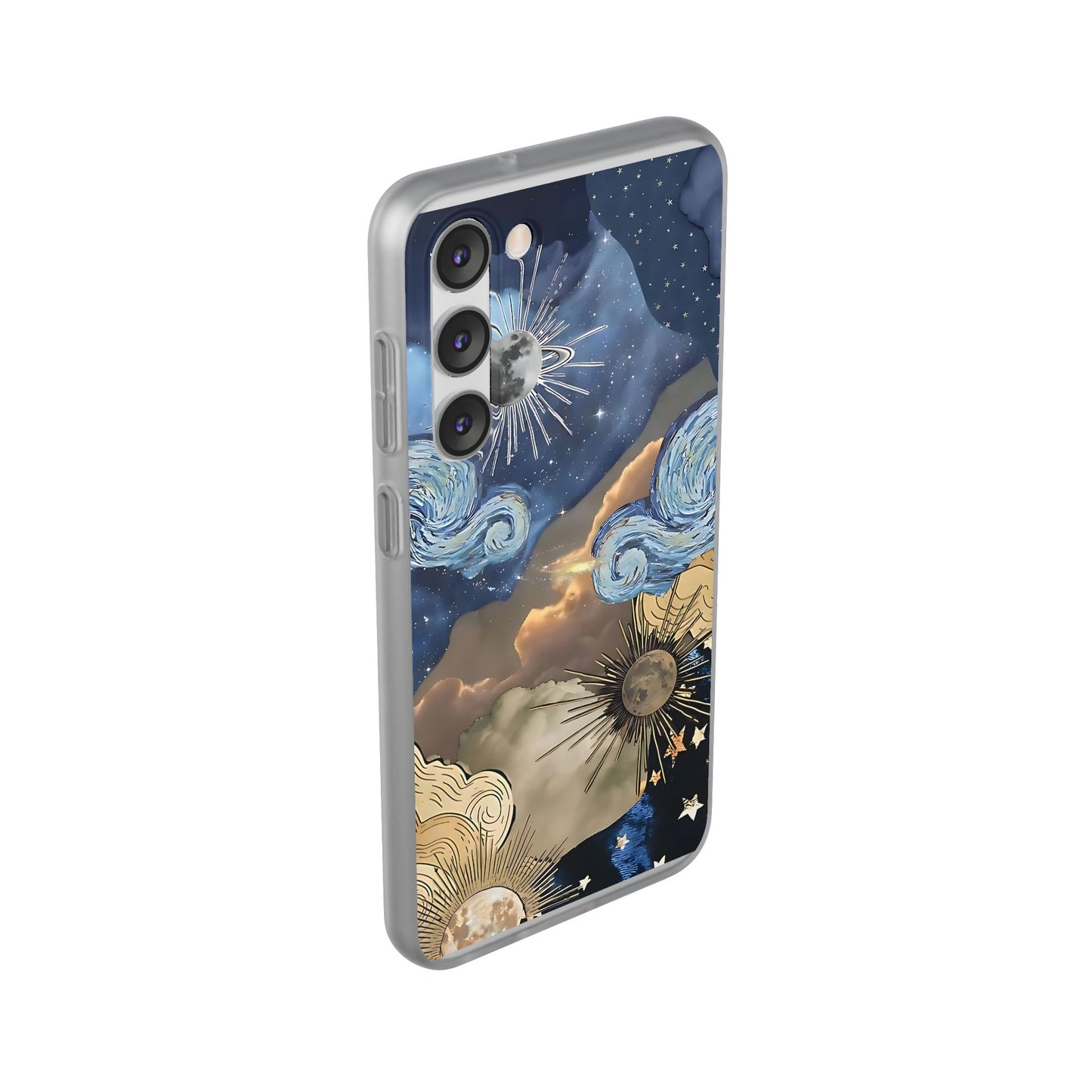 Celestial Flexi Case, Boho Phone Cover, Galaxy Protection, Starry Night Design,