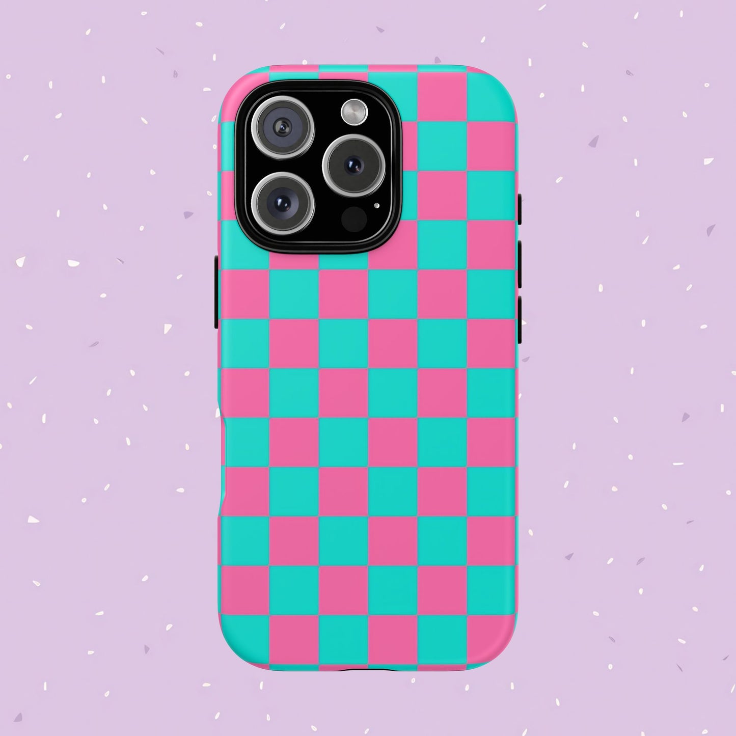 Hot Pink And Teal Checker Pattern Tough Case for iPhone, Galaxy Phones and Google Pixel