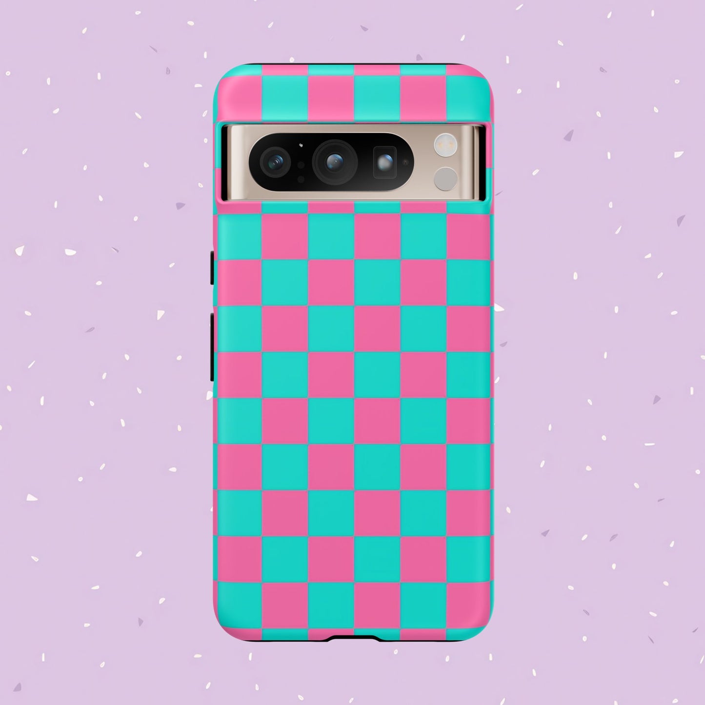 Hot Pink And Teal Checker Pattern Tough Case for iPhone, Galaxy Phones and Google Pixel