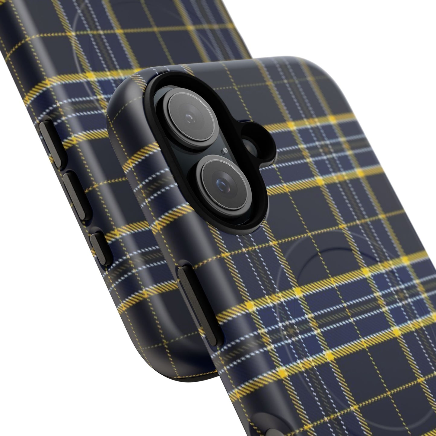 Navy Yellow Plaid Phone Case Tough Magnetic Case | Plaid iPhone Cover
