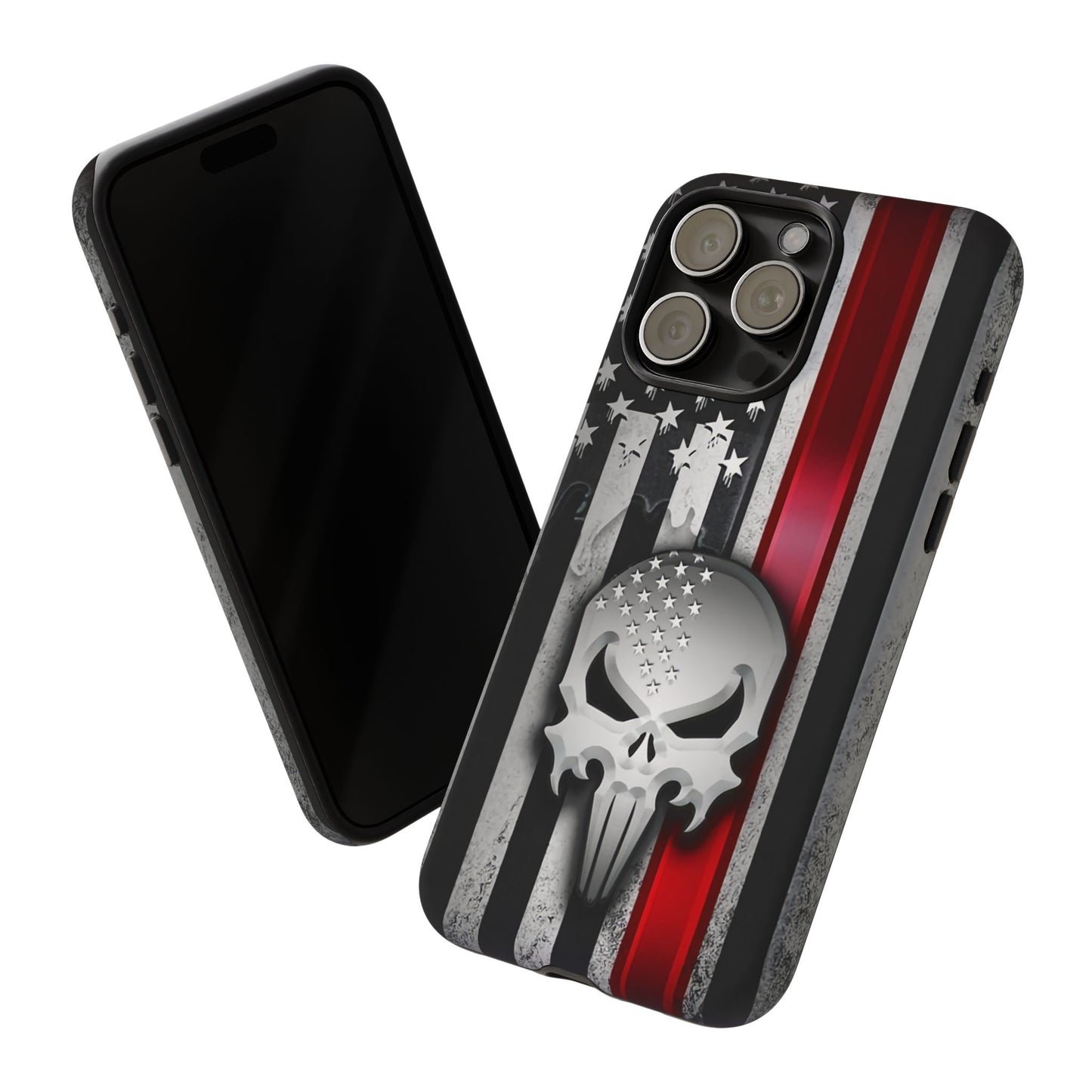 Tough Cases For iPhone, Galaxy and Pixel,  Thin Red Line, Jake Skull Design