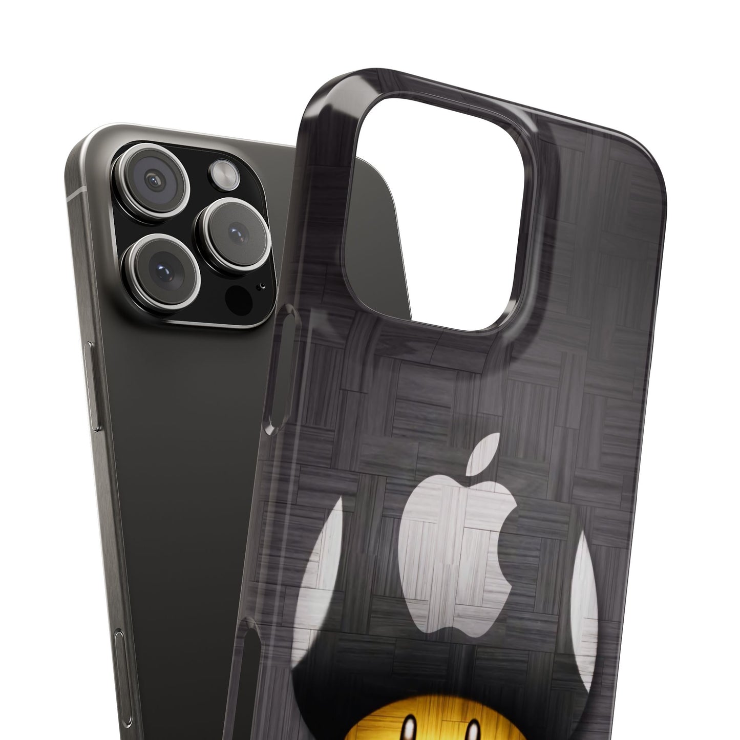 Mushroom Apple Slim Phone Case for iPhone Cute Gamer Phone Accessory, Kids Gift