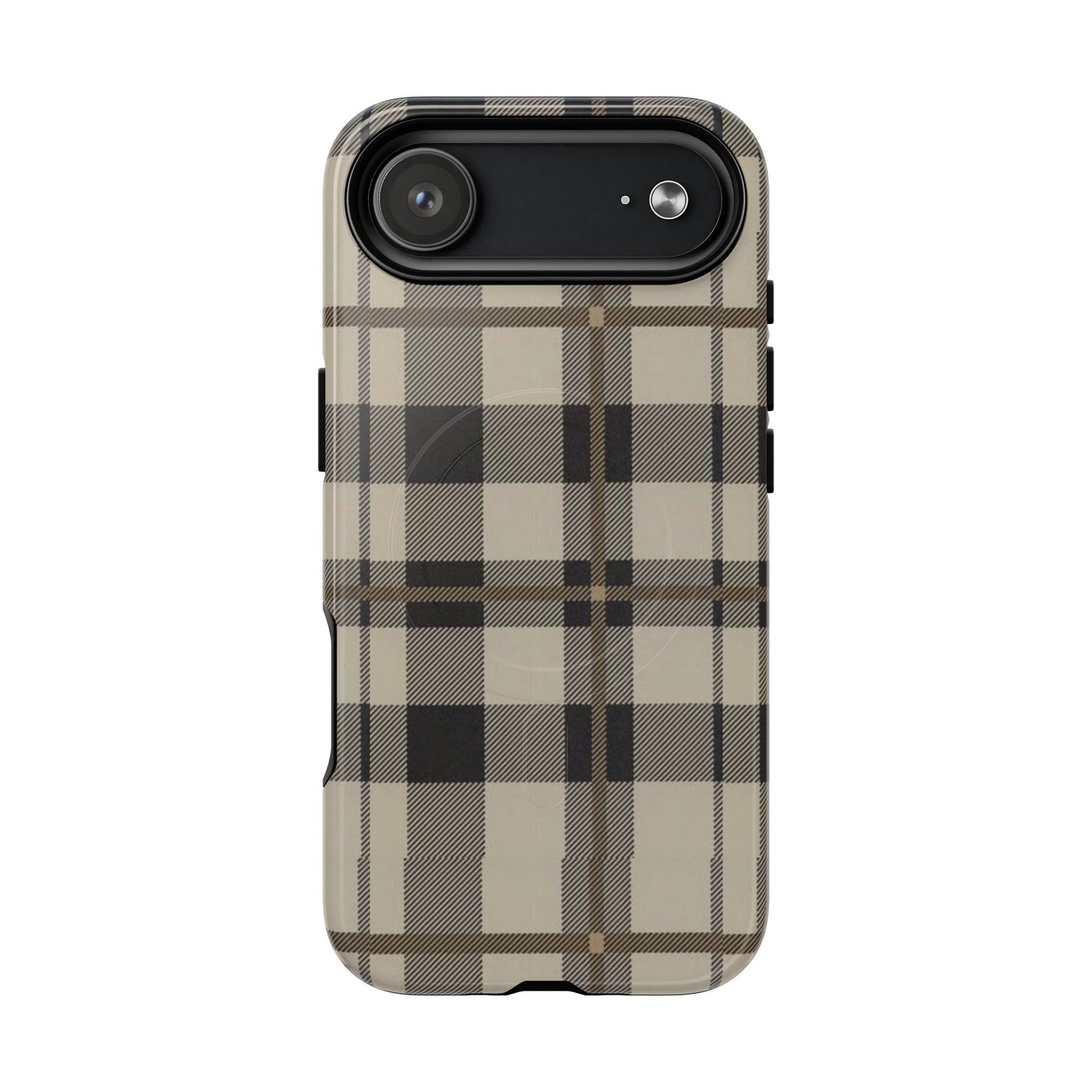 Neutral Plaid Phone Case Tough Magnetic Case | Beige Tartan Gift Idea