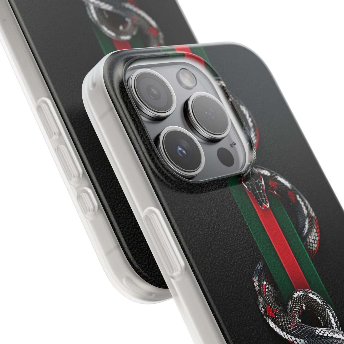 Green and Red Stripes Snake TPU Flexi Cases For iPhones And Samsung Galaxy