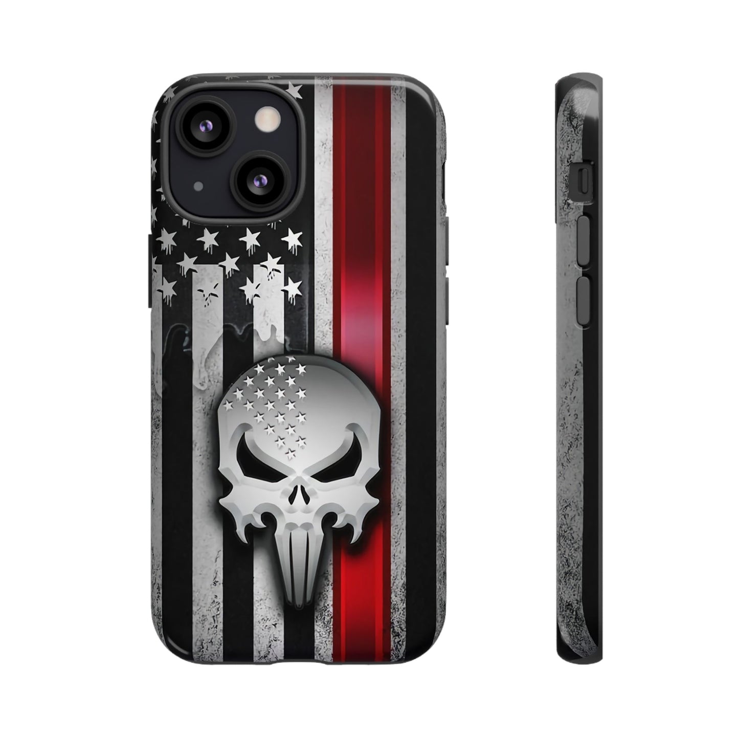 Tough Cases For iPhone, Galaxy and Pixel,  Thin Red Line, Jake Skull Design