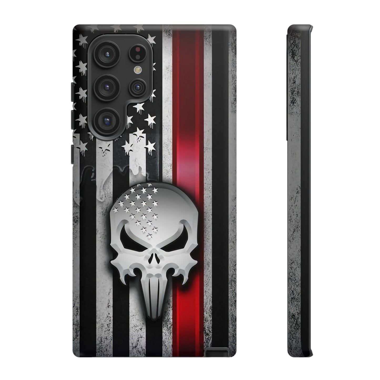 Tough Cases For iPhone, Galaxy and Pixel,  Thin Red Line, Jake Skull Design