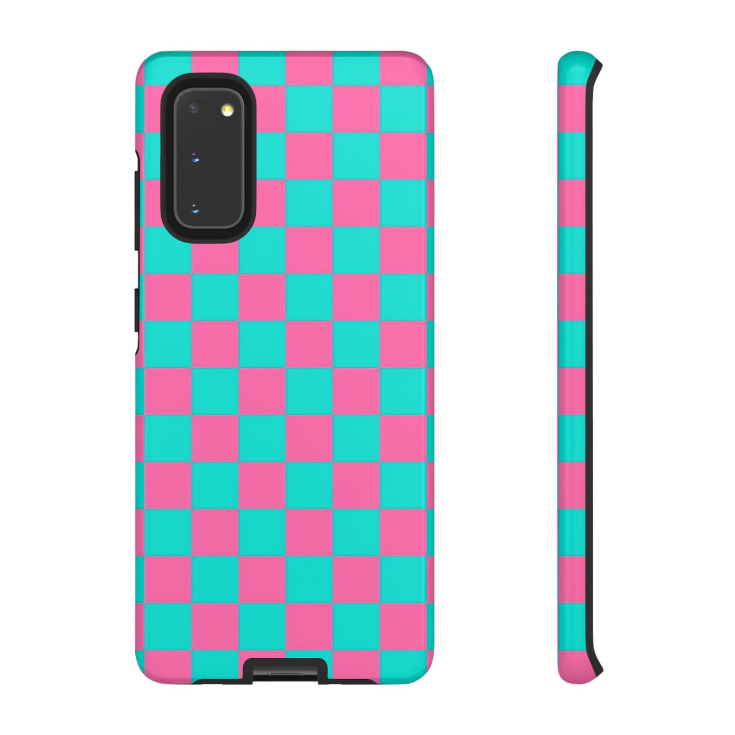 Hot Pink And Teal Checker Pattern Tough Case for iPhone, Galaxy Phones and Google Pixel