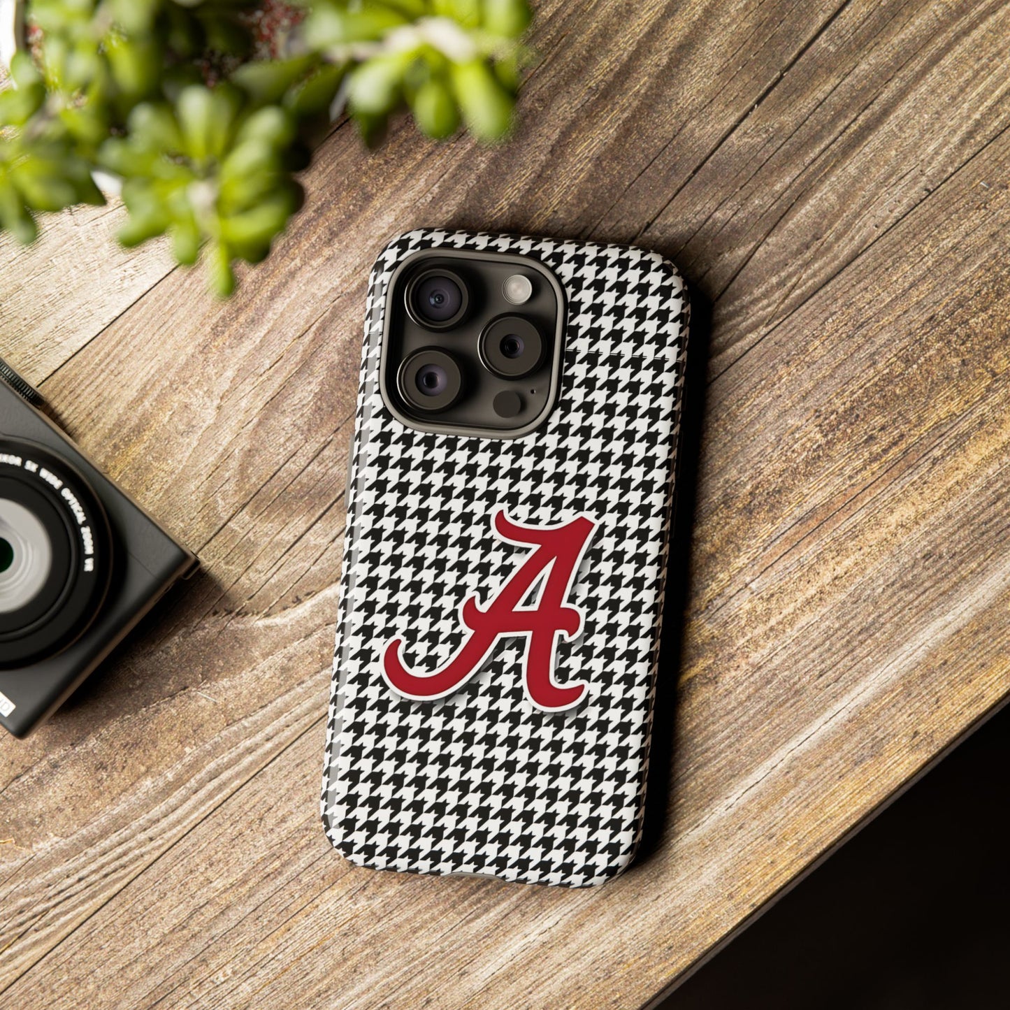 Alabama Houndstooth Phone Case, Tough Cases, College RTR Fan Gear, Initial A