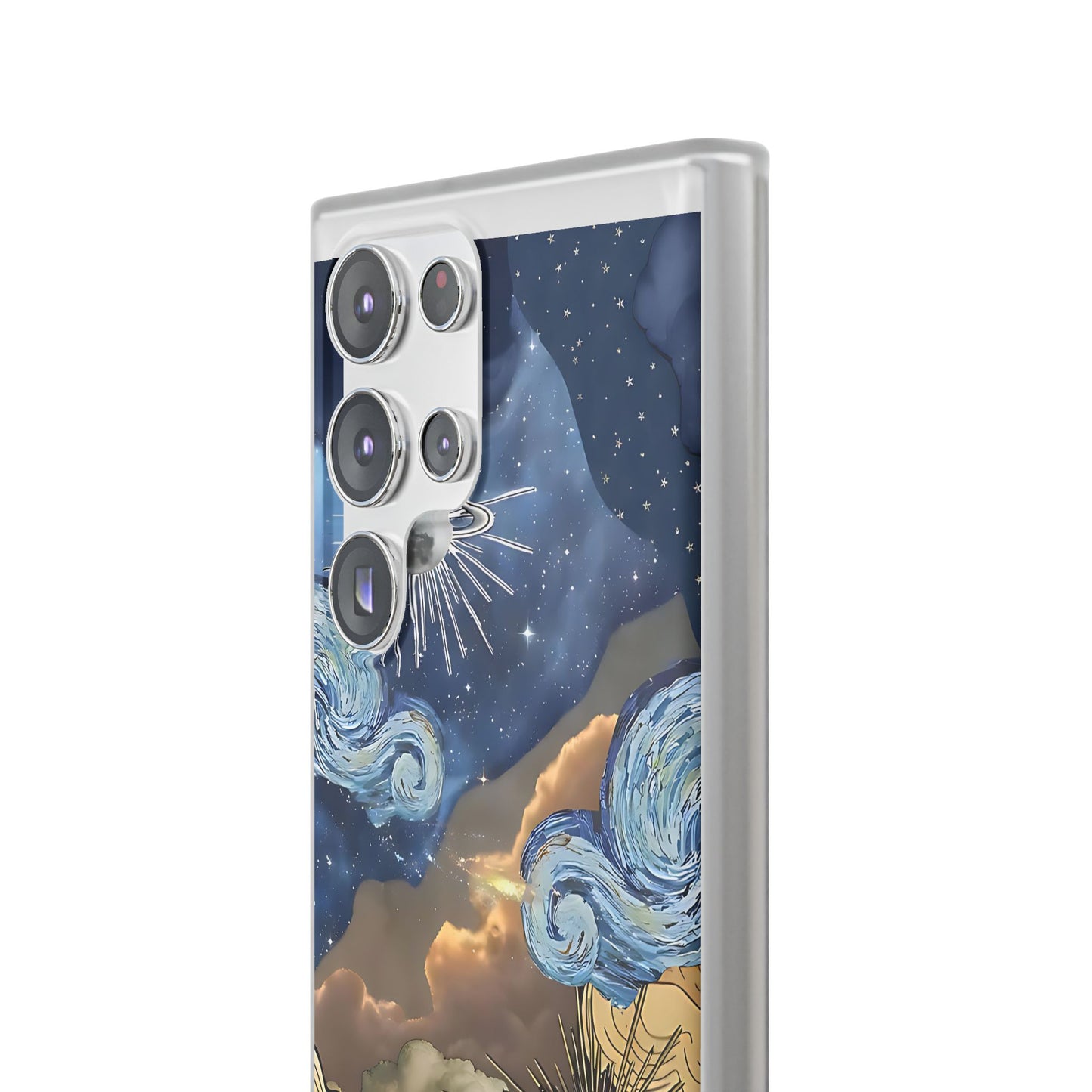 Celestial Flexi Case, Boho Phone Cover, Galaxy Protection, Starry Night Design,