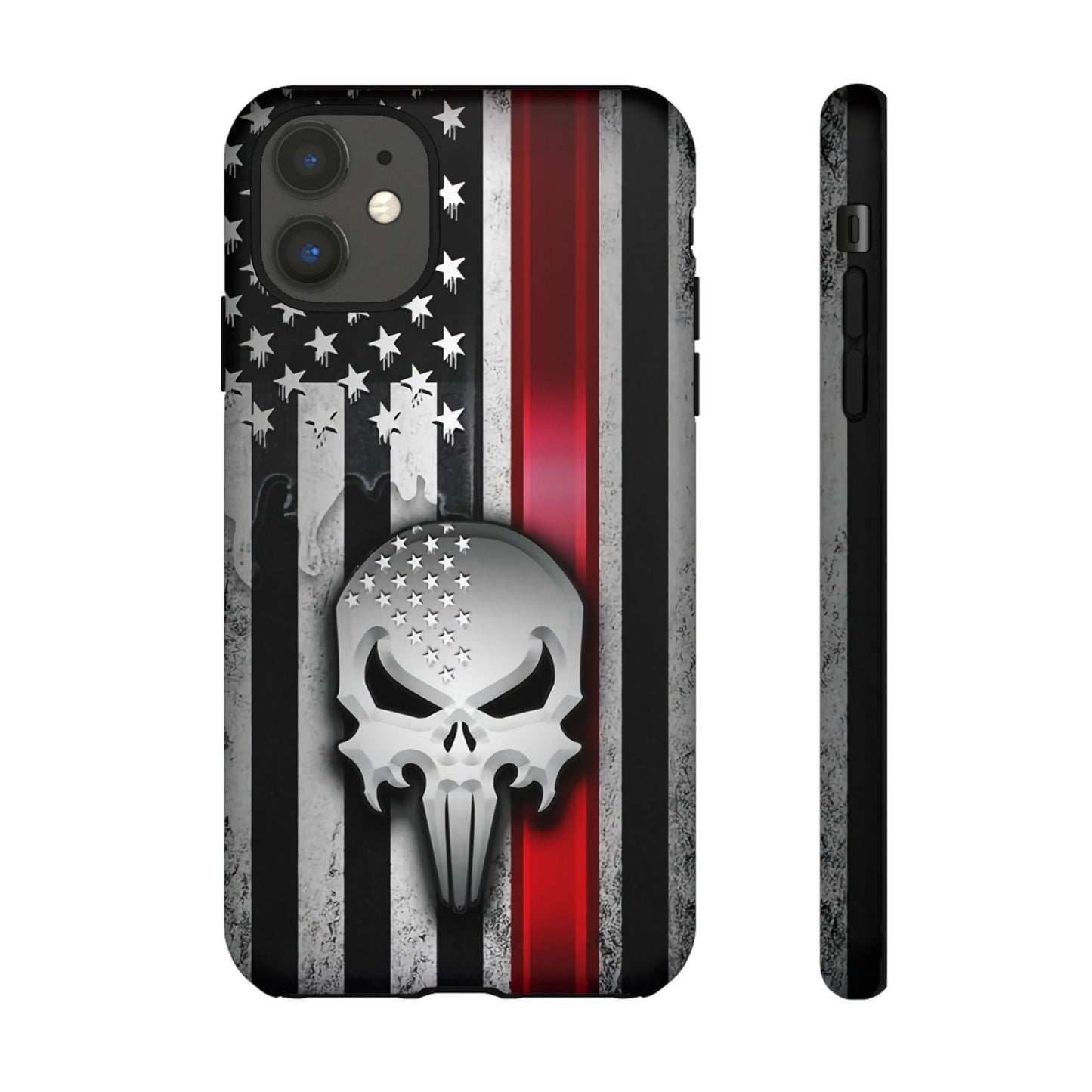 Tough Cases For iPhone, Galaxy and Pixel,  Thin Red Line, Jake Skull Design