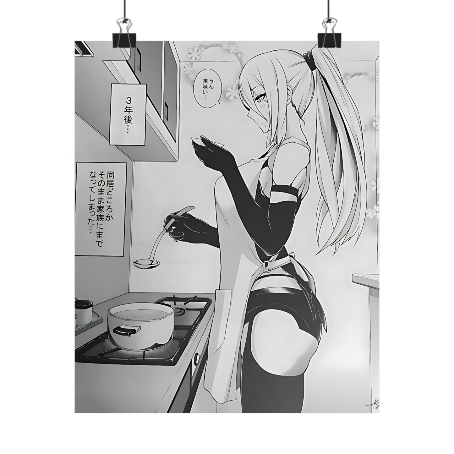 Anime N18 Waifu Girl Matte Vertical Posters, Manga Girl Cooking