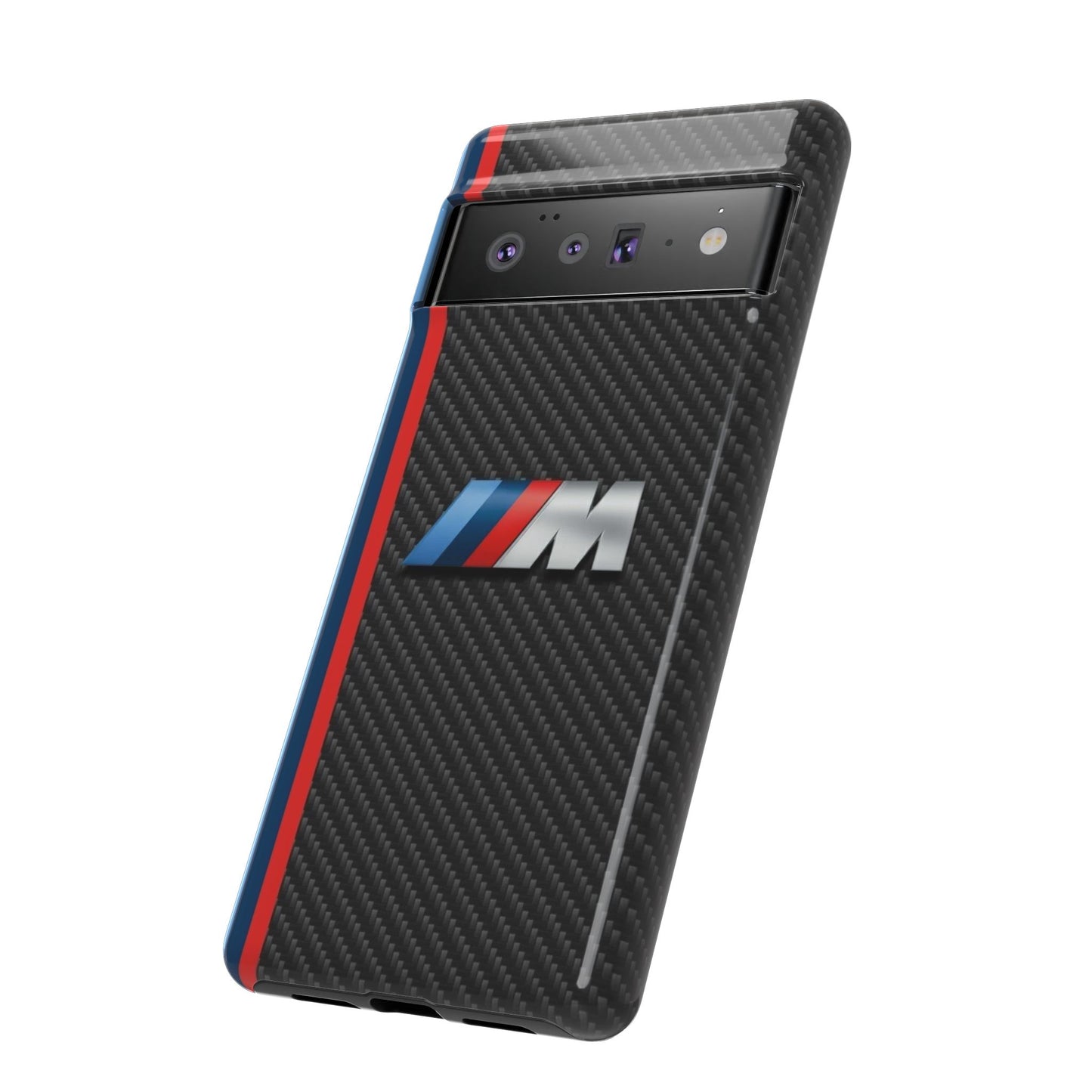 Phone Case - Black Tough Case for iPhones, Galaxy, Pixel, Blue And Red Stripes, BMW M Series