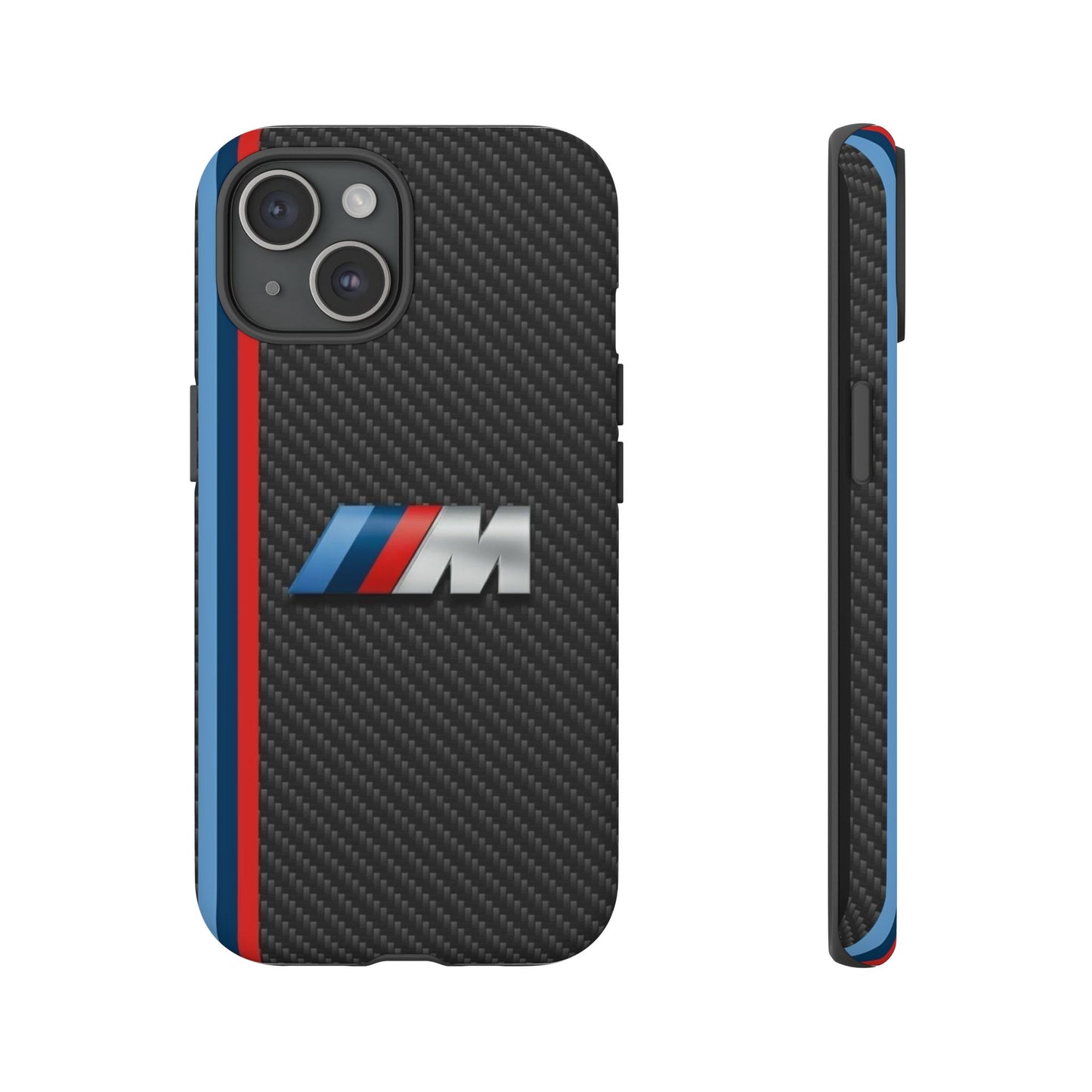 Phone Case - Black Tough Case for iPhones, Galaxy, Pixel, Blue And Red Stripes, BMW M Series