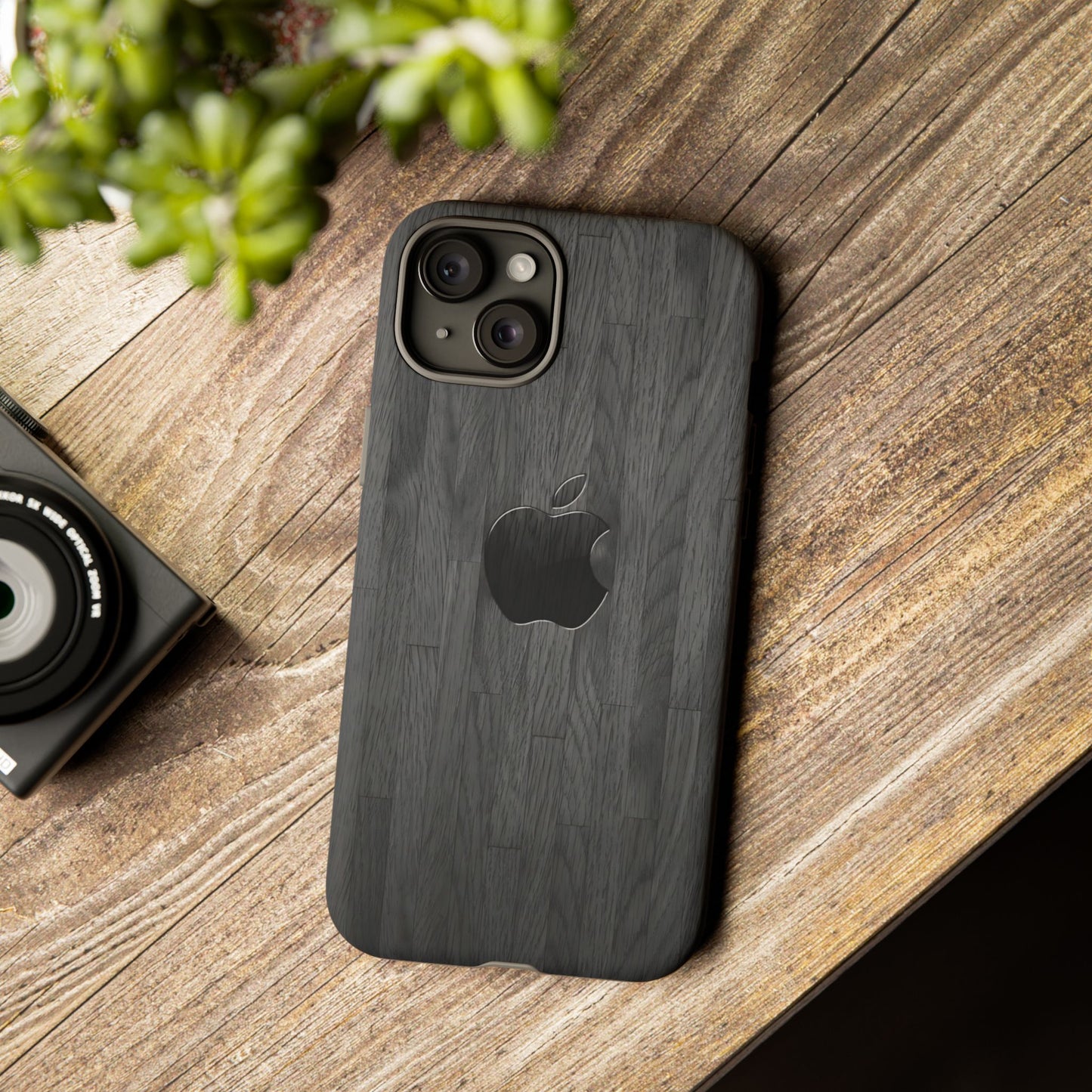 Tough Cases For iPhones, Gray Wood Color Rugged Phone Case