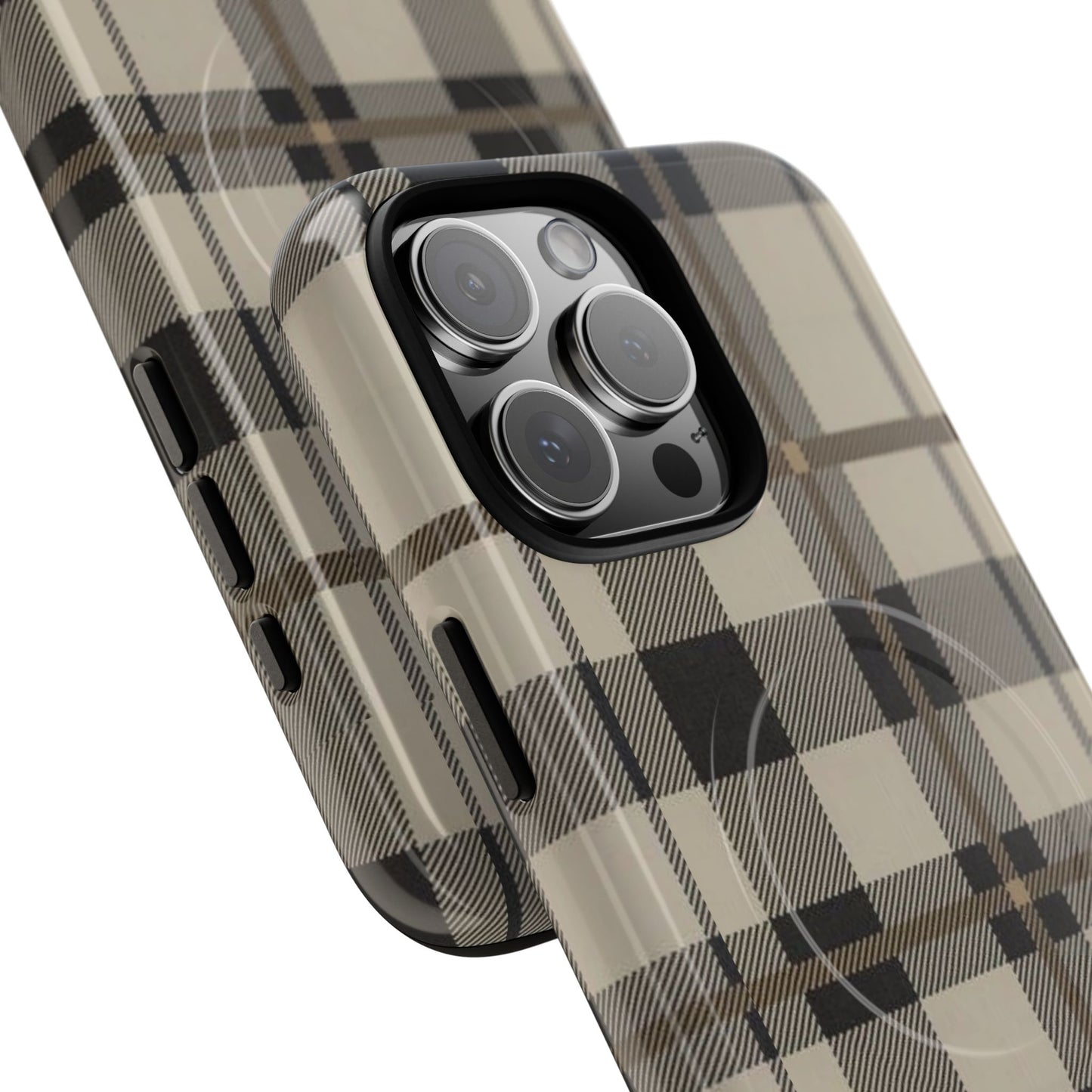 Neutral Plaid Phone Case Tough Magnetic Case | Beige Tartan Gift Idea