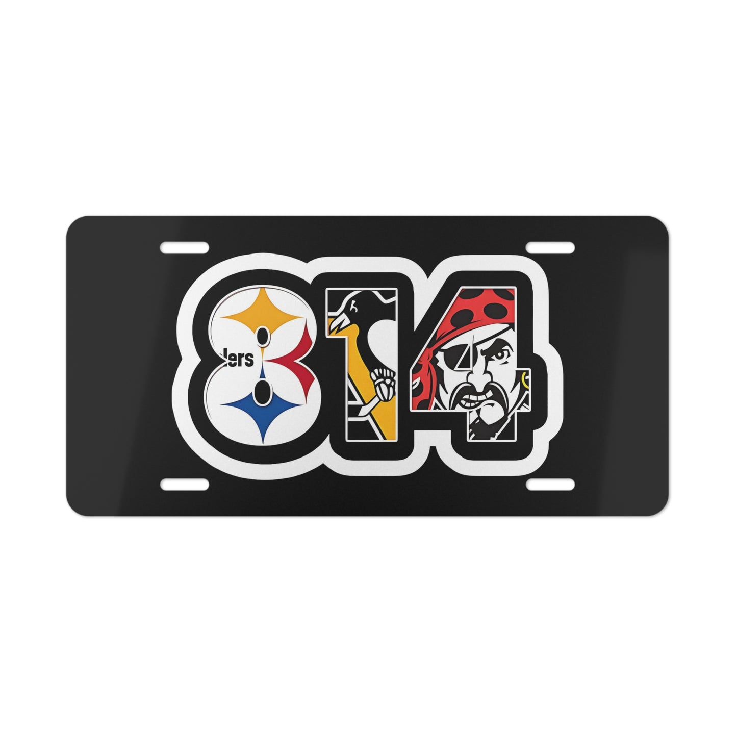 Vanity Plate - Pittsburgh Sports Teams & 814 Area Code License Plate for Steel City Sports Fan