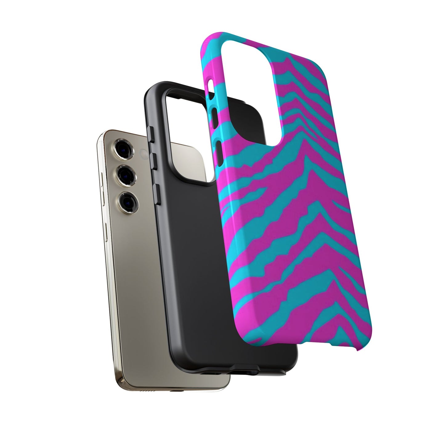 Animal Print Hot Pink And Teal Tough Case for iPhone, Galaxy and Google Pixel