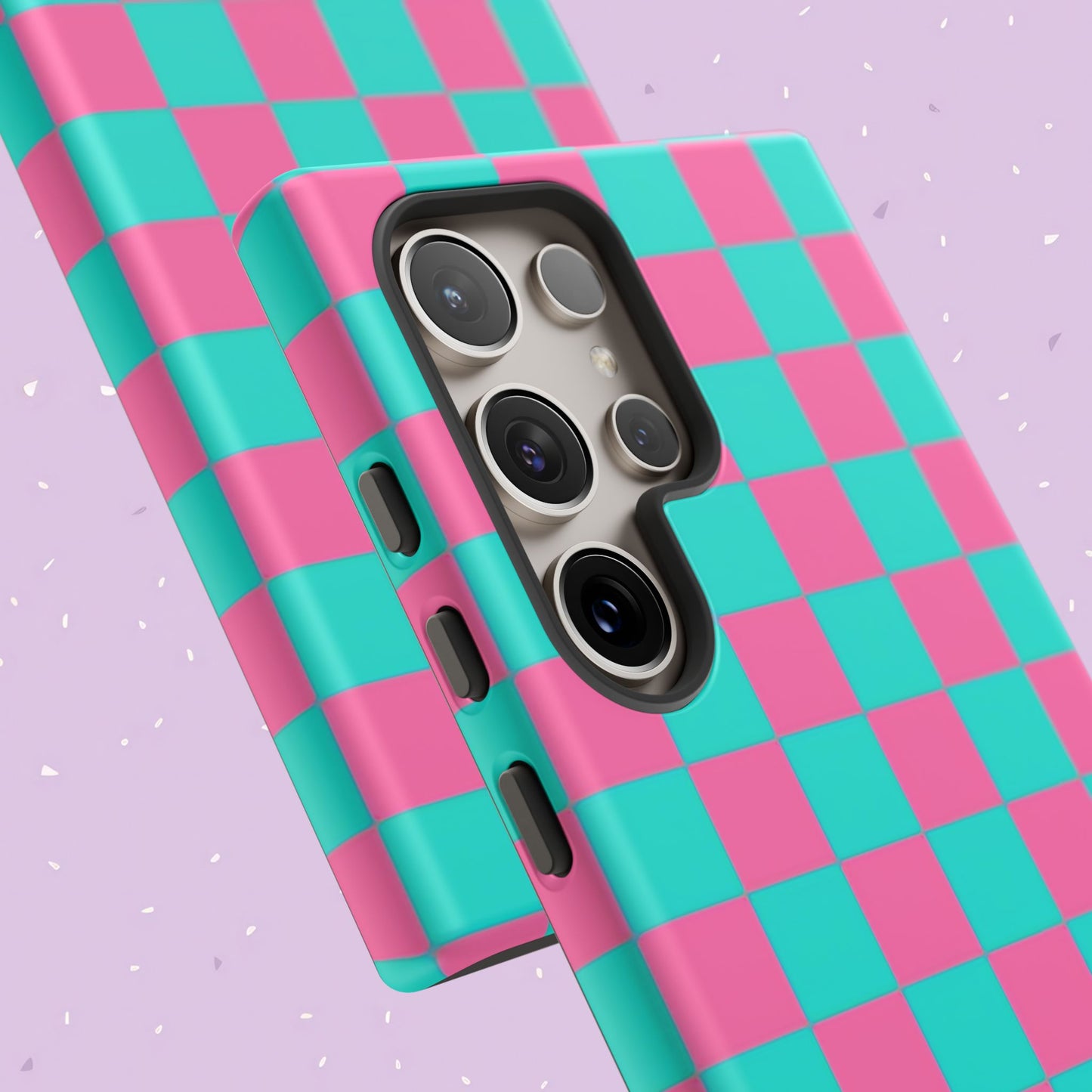 Hot Pink And Teal Checker Pattern Tough Case for iPhone, Galaxy Phones and Google Pixel