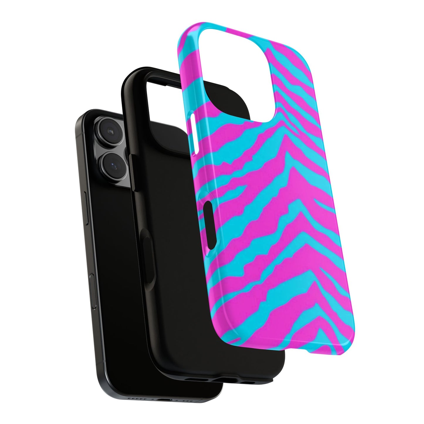 Animal Print Hot Pink And Teal Tough Case for iPhone, Galaxy and Google Pixel