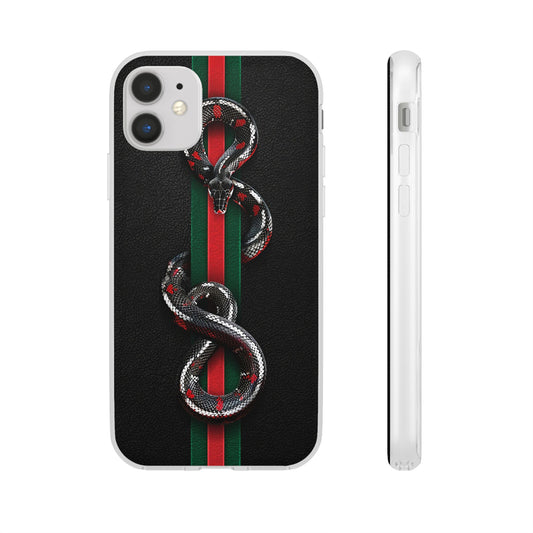 Green and Red Stripes Snake TPU Flexi Cases For iPhones And Samsung Galaxy