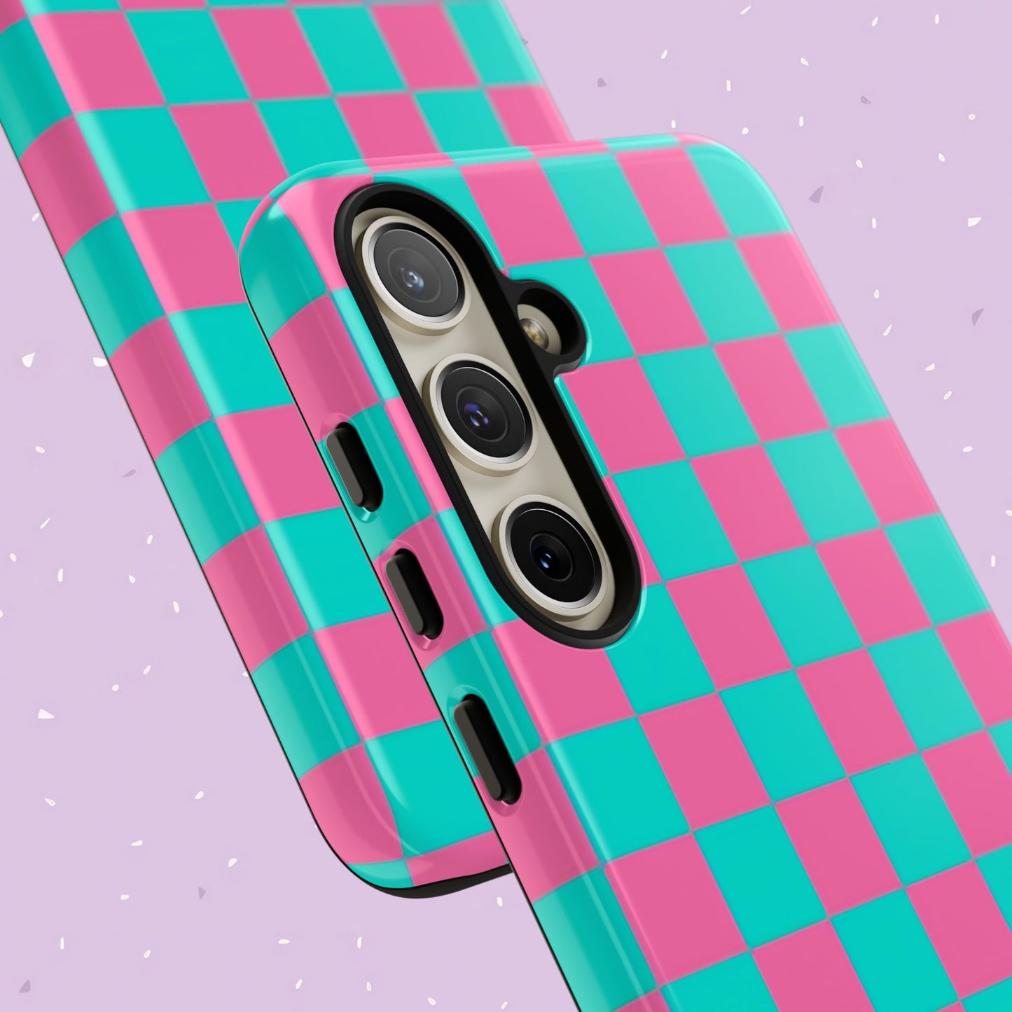 Hot Pink And Teal Checker Pattern Tough Case for iPhone, Galaxy Phones and Google Pixel