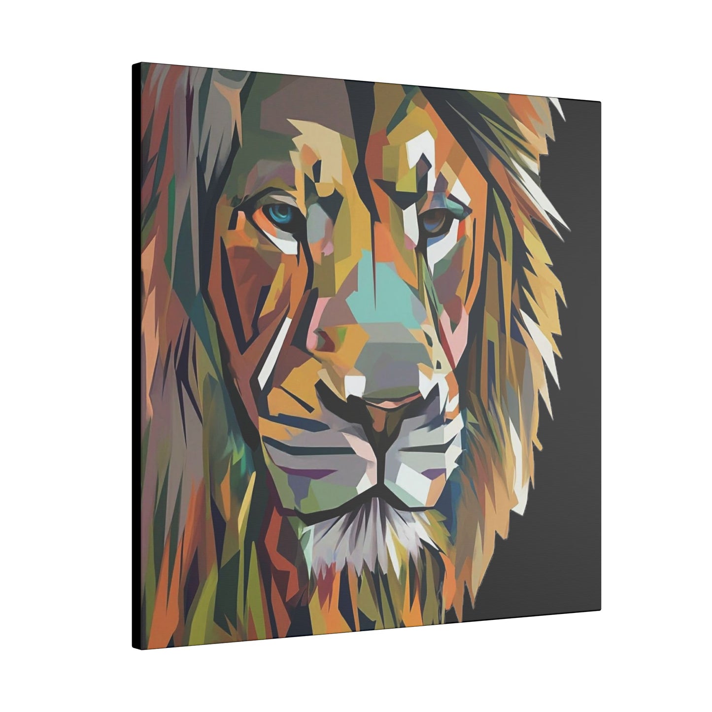 Geometric Lion Face Matte Canvas Print, Custom Wall Decor