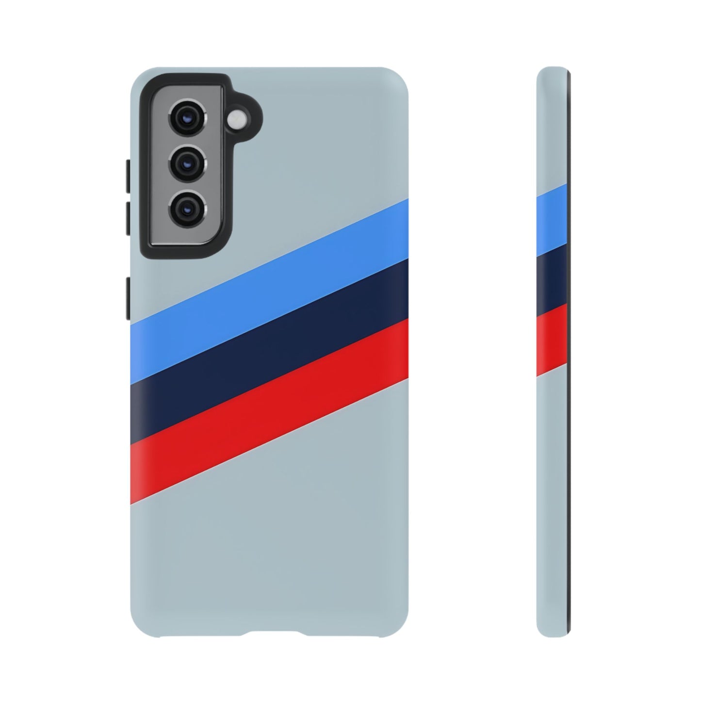 Gray Tough Case For iPhone, Samsung Galaxy and Google Pixel, Blue & Red Stripe