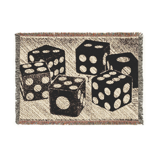 Cozy Dice Woven Blanket - Perfect for Game Nights, Home Decor, Playroom, Gift
