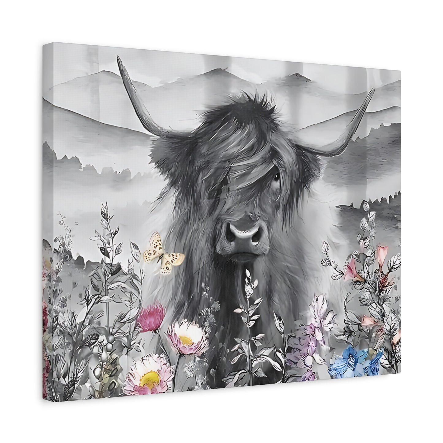 Canvas Poster, Scottish Highland Cow Vertical Wall Art, Housewarming Gift, Home