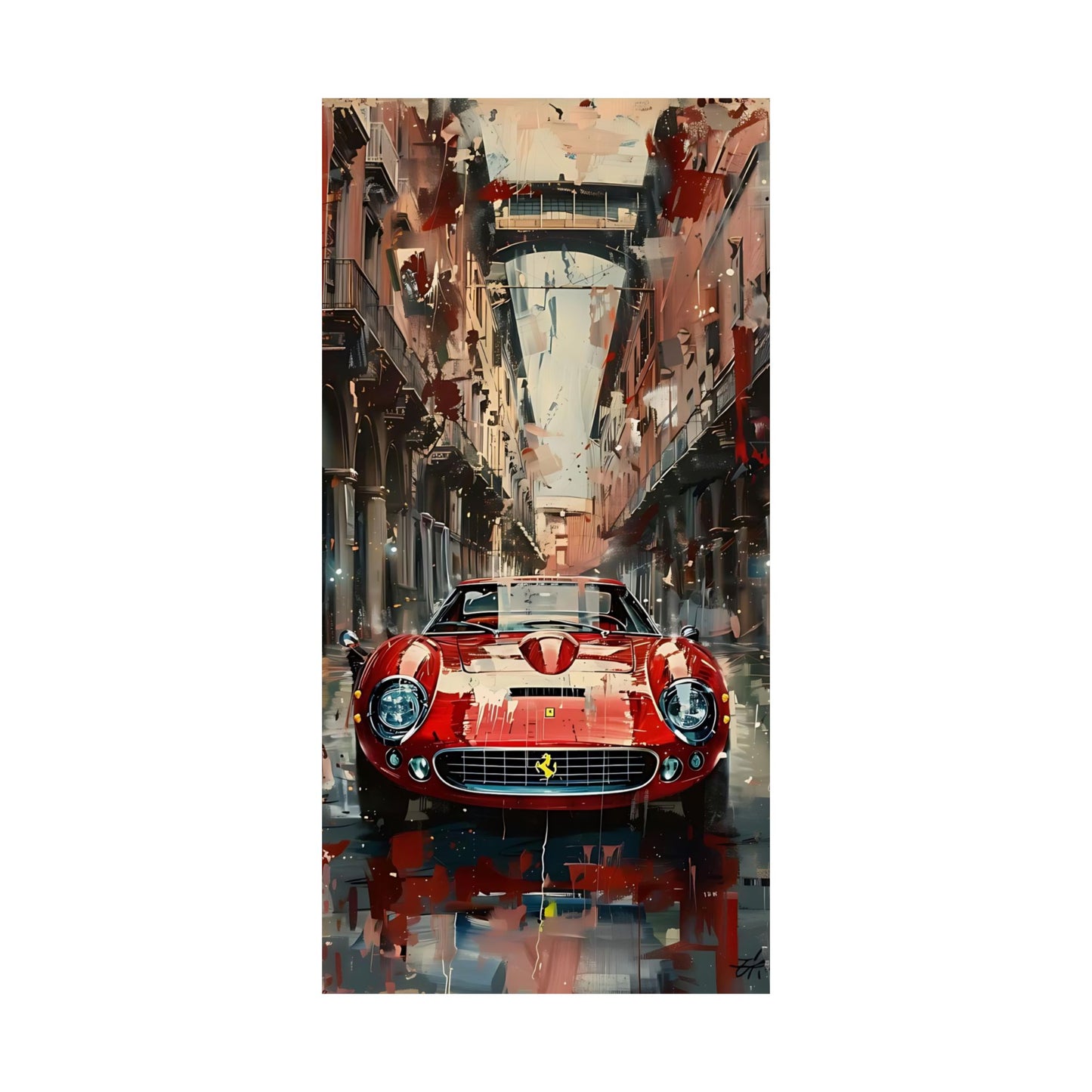 Classic Red Ferrari Painting Matte Vertical Posters Super Sports Car Wall Decor