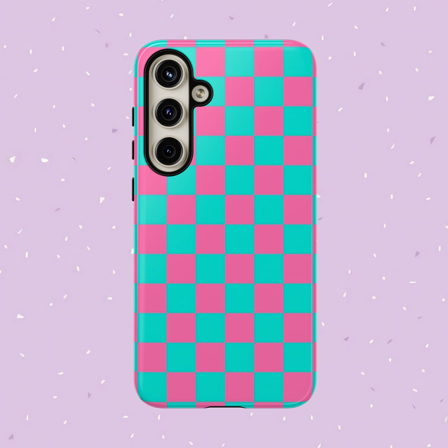 Hot Pink And Teal Checker Pattern Tough Case for iPhone, Galaxy Phones and Google Pixel