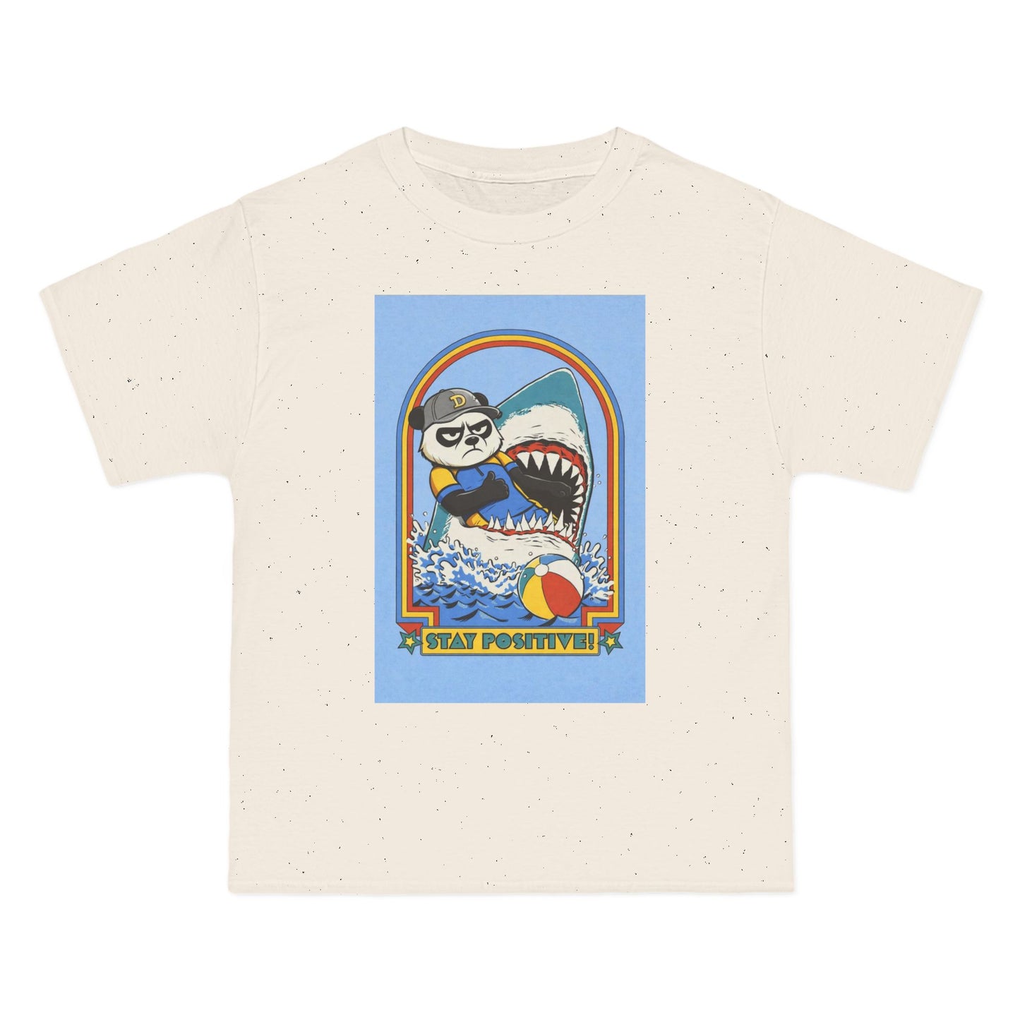 Stay Positive Bear & Shark, Surfer Cat Graphic T-Shirt | Retro Beach Vibes