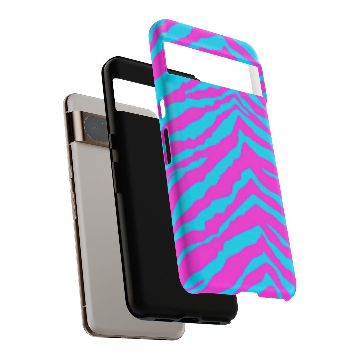 Animal Print Hot Pink And Teal Tough Case for iPhone, Galaxy and Google Pixel